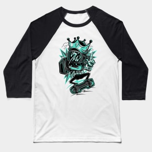 King TV Skater Grey Blue Baseball T-Shirt